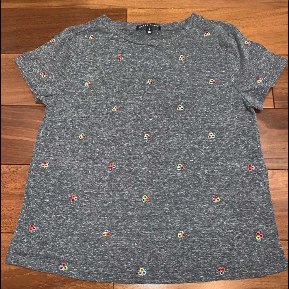 Grey embroidered T-shirt
